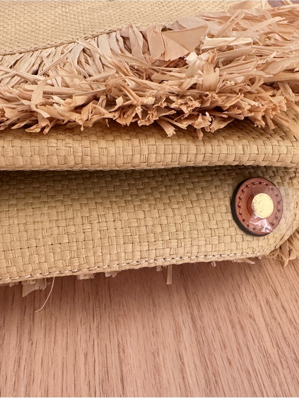 Banana Republic Straw Fringe Tote in Tan with Leather Straps - Picture 4 of 6
